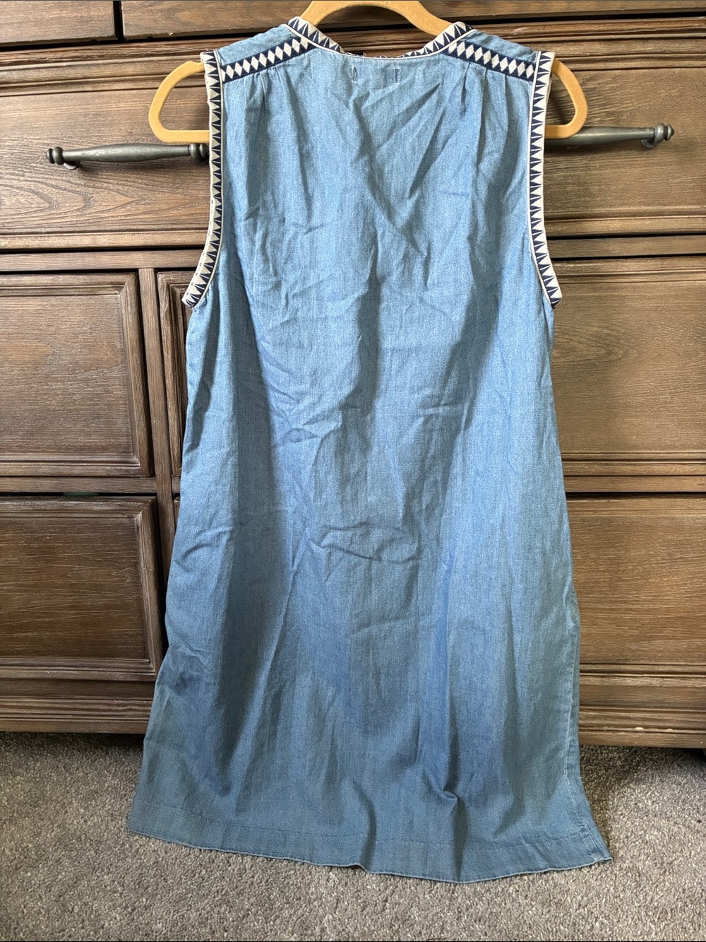 J. Crew Light Blue Chambray Dress with Navy Trim- New - Picture 3 of 3
